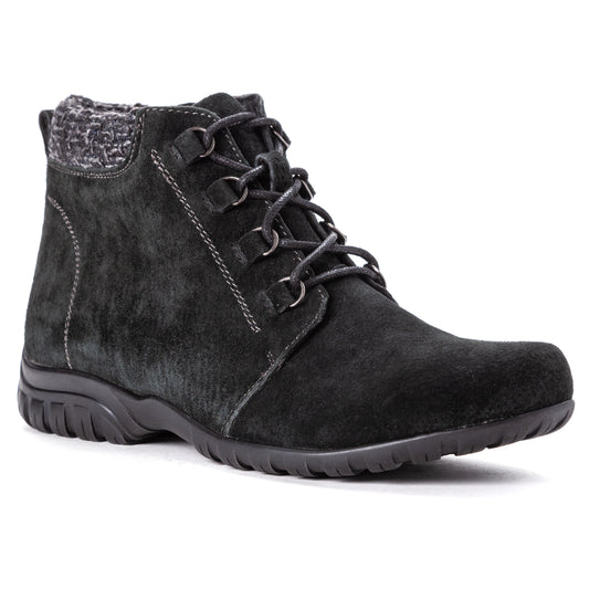 Propet Delaney Women's Boot - Black Suede in women's 4E extra wide