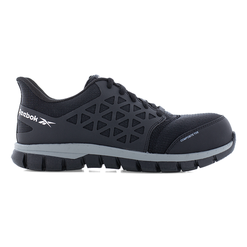 Reebok Sublite MAX Cushion Composite Toe, SD Work Shoe - Black/Gray in 4E extra wide