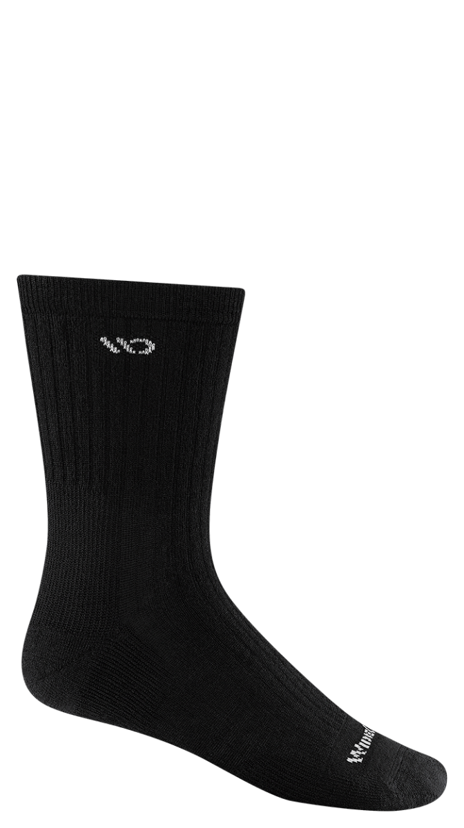 Wide Open Solid Cushioned Micro Crew Socks  Single Pair - Black