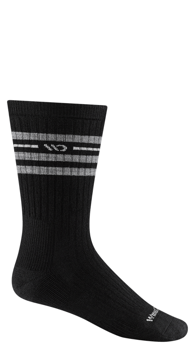 Wide Open Vintage Stripe Cushioned Crew Socks  Single Pair - Black