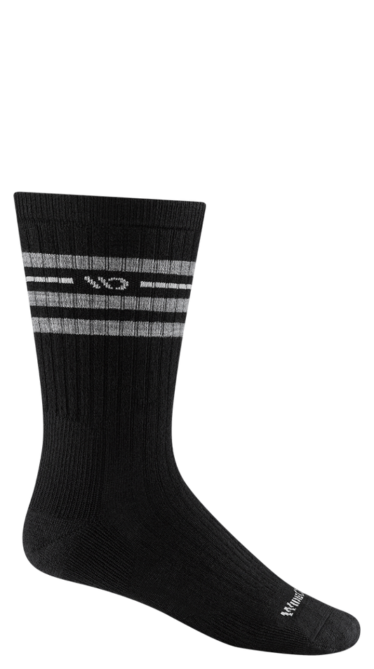 Wide Open Vintage Stripe Cushioned Crew Socks  Single Pair - Black