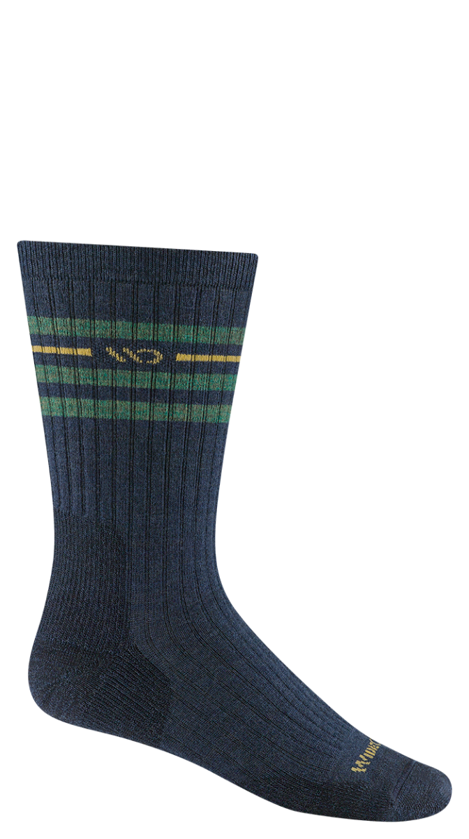 Wide Open Vintage Stripe Cushioned Crew Socks  Single Pair - Denim