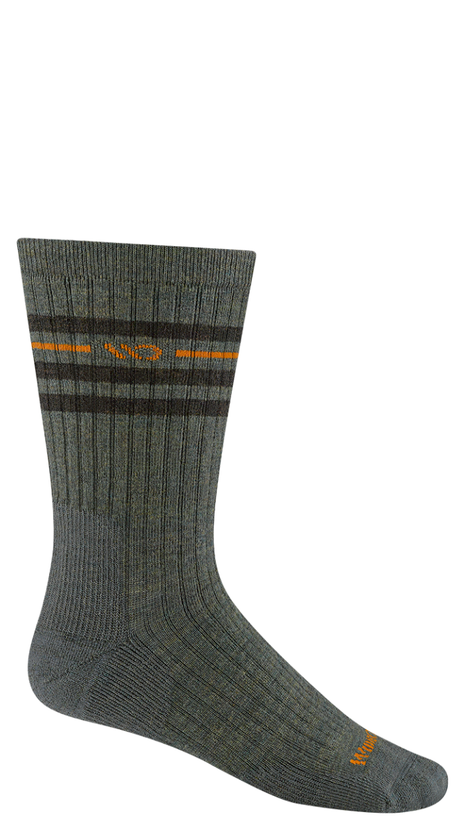 Wide Open Vintage Stripe Cushioned Crew Socks  Single Pair - Forest