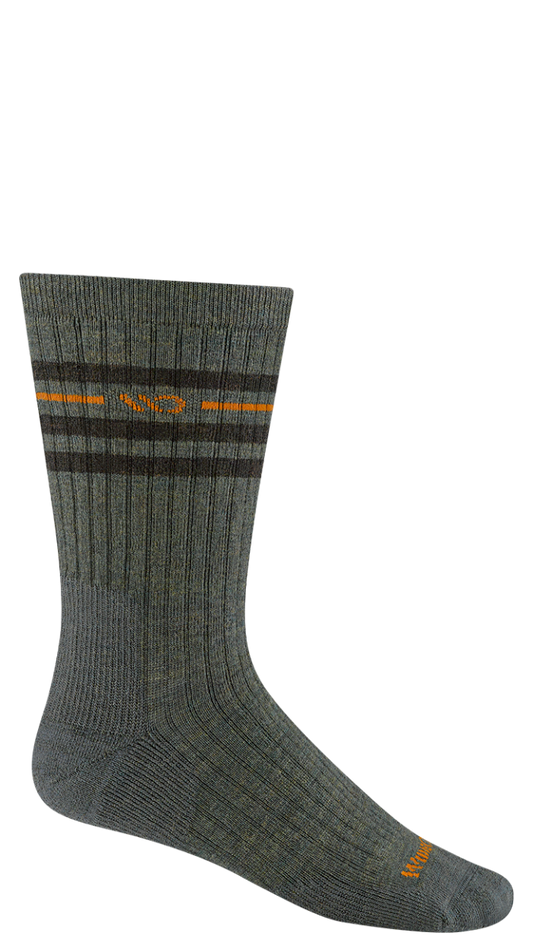 Wide Open Vintage Stripe Cushioned Crew Socks  Single Pair - Forest