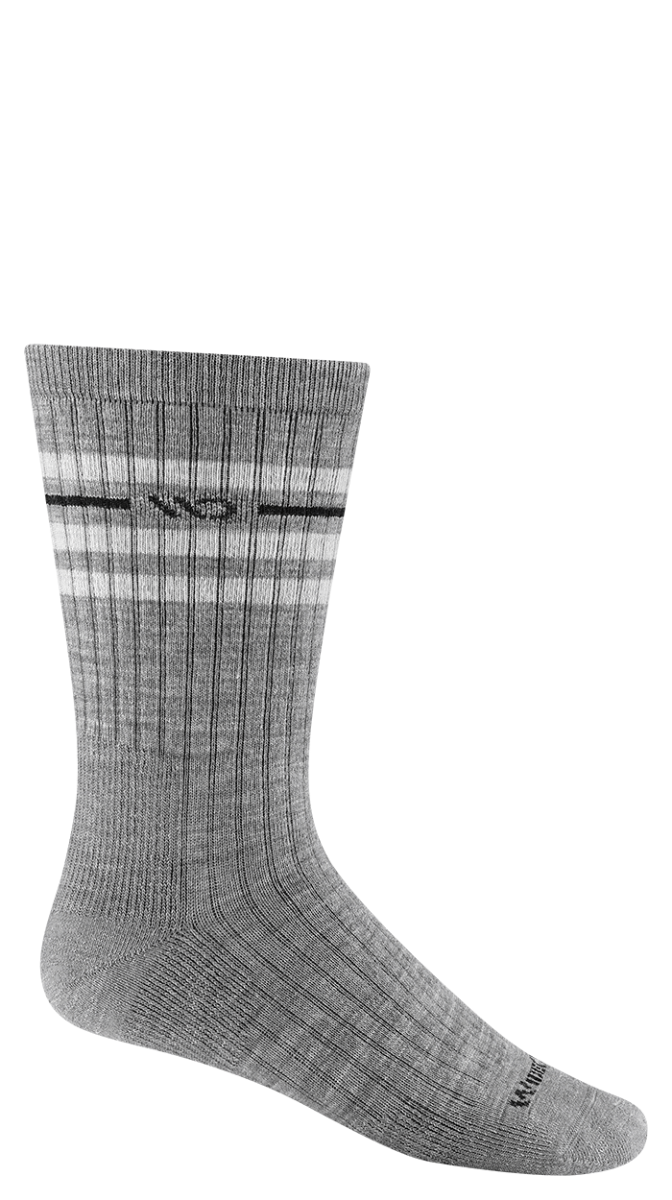 Wide Open Vintage Stripe Cushioned Crew Socks  Single Pair - Light Gray