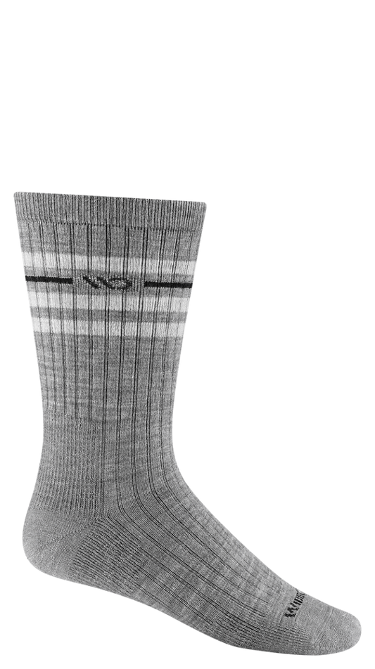 Wide Open Vintage Stripe Cushioned Crew Socks  Single Pair - Light Gray