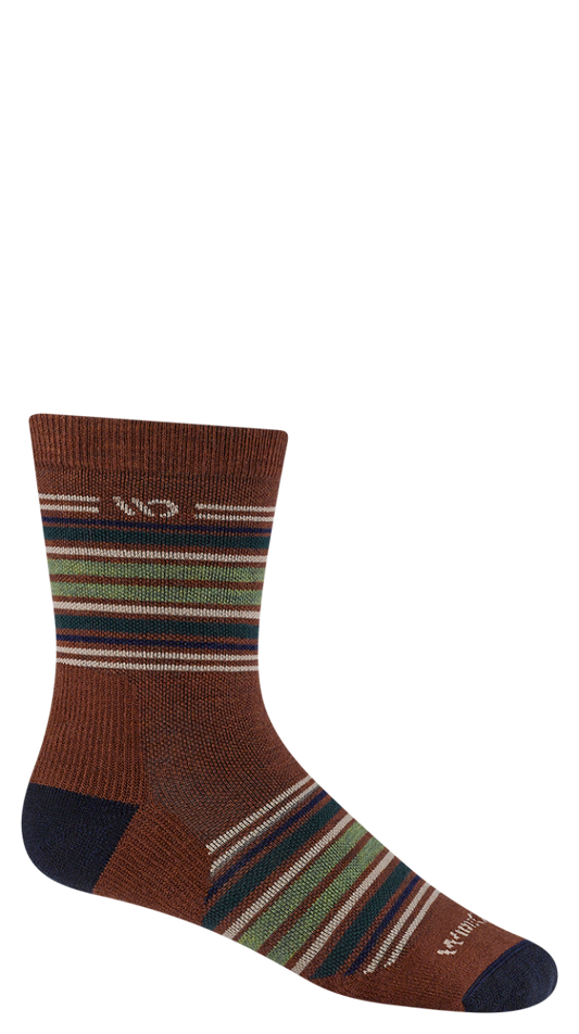 Wide Open Cushioned Micro Crew Socks  Single Pair - Chestnut