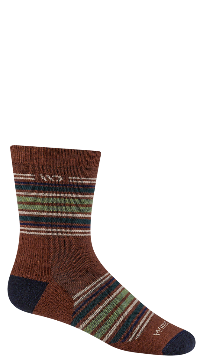 Wide Open Cushioned Micro Crew Socks  Single Pair - Chestnut