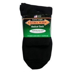 Extra Wide Black Diabetic / Medical Quarter Socks to 6E
