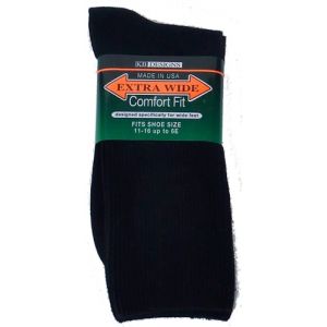 Extra Wide Black Athletic Crew Socks to 6E