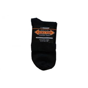 Extra Wide Black Athletic Quarter Socks - Black