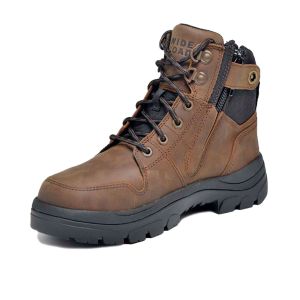 Wide Load 590CZN - 6inch Brown Soft Toe Zip / Lace Up Boot