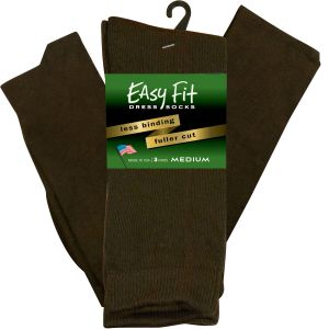 Easy Fit Dress Sock - Brown - 3 pack