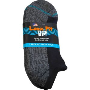 Loose Fit Stays Up! Black No Show Socks - Single Pair