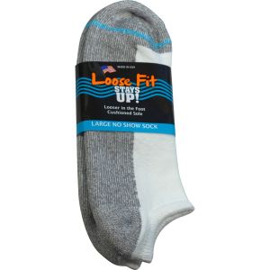Loose Fit Stays Up! White No Show Socks - Single Pair