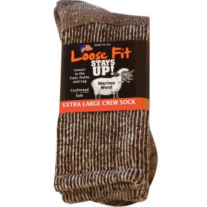 Loose Fit Stays Up! Black Crew Socks to 5E - 3pack