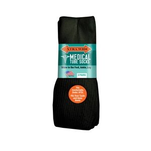 Extra Wide Medical Tube Socks - Black - 6E - 3 pack