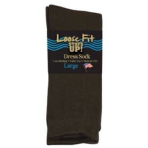 Loose Fit Stays Up Dress Sock Brown to 6E