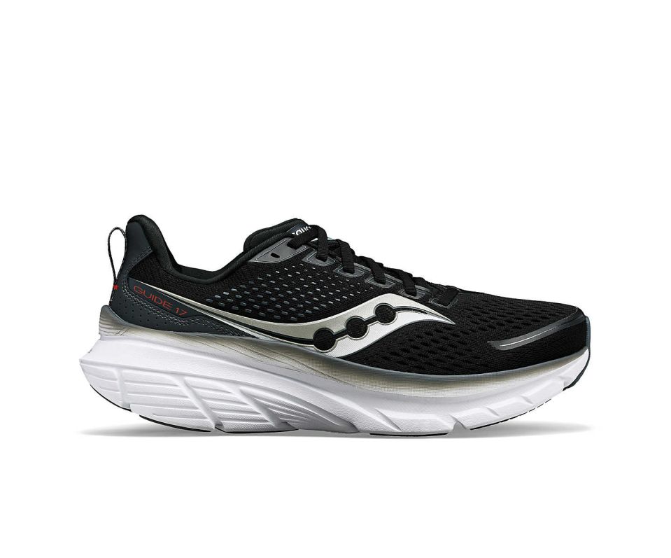 Saucony Guide 17 Extra Wide Mens Black Shadow Running Shoe Xl Feet