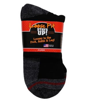 Loose Fit Stays Up! White Quarter Socks to EEEEE - Single Pair