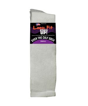 Loose Fit White Over the Calf Socks to EEEEE - Single Pair