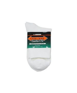 Extra Wide White Athletic Quarter Socks