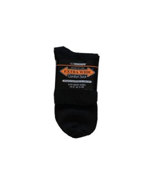 Extra Wide Black Athletic Quarter Socks - Black