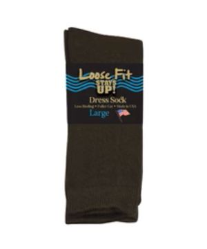 Loose Fit Stays Up Dress Sock Brown to 6E
